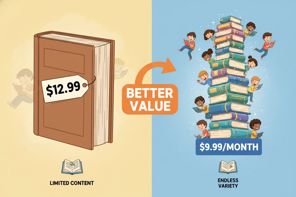 Traditional books vs StoryBuddy unlimited stories - Better value